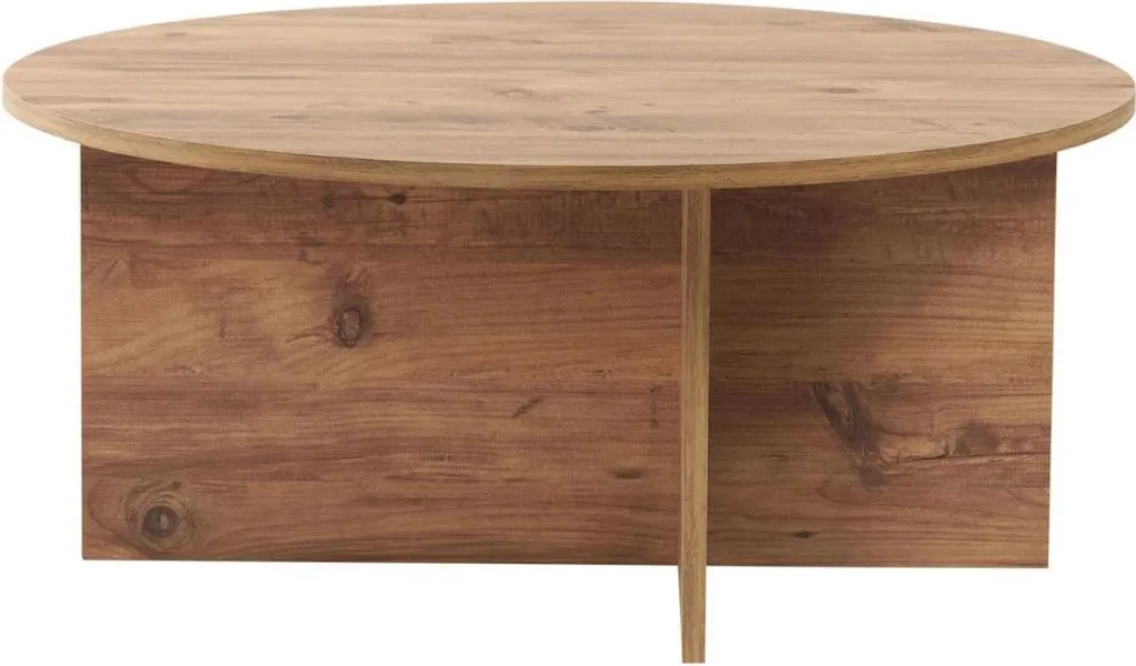 Table Basse de Salon Ovale 90 cm SOLEIL Finition Bois Clair Naturel