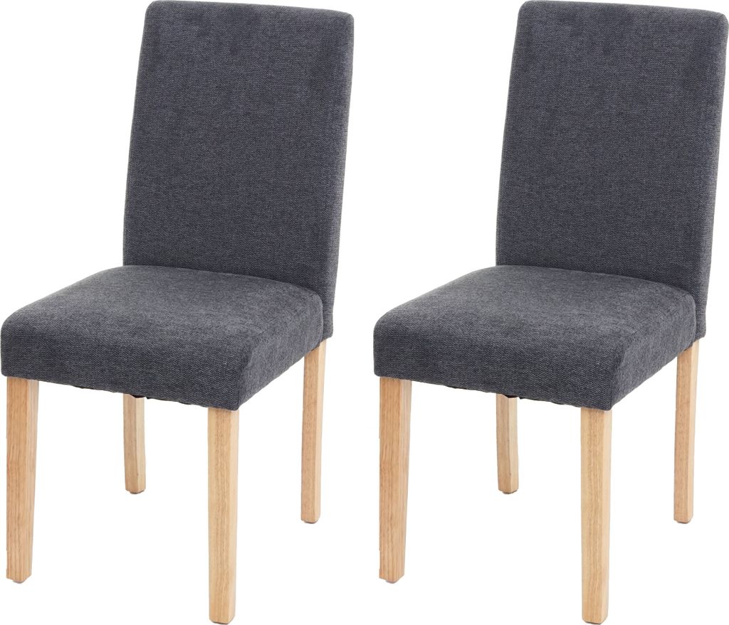 2er-Set Esszimmerstuhl Stuhl Küchenstuhl Littau Textil, anthrazitgrau, helle Beine