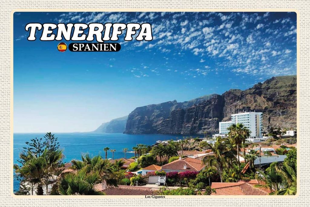 vianmo Holzschild 12x18 cm Teneriffa Spanien Los Gigantes Steilküste Bildmotiv Reisemotiv Abenteuer Reisen