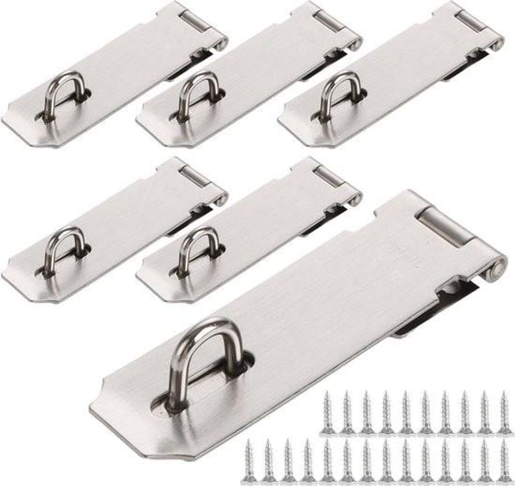 Vorhängeschloss Haspe 125 mm mit Schrauben – 90 Grad – Edelstahlschloss – für Schränke – 125 Zoll – Sicherheit – silber