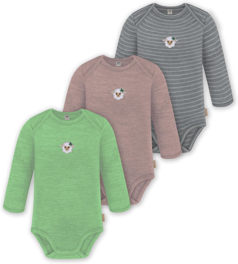 normani 3er Pack Baby Merino Body Langarm