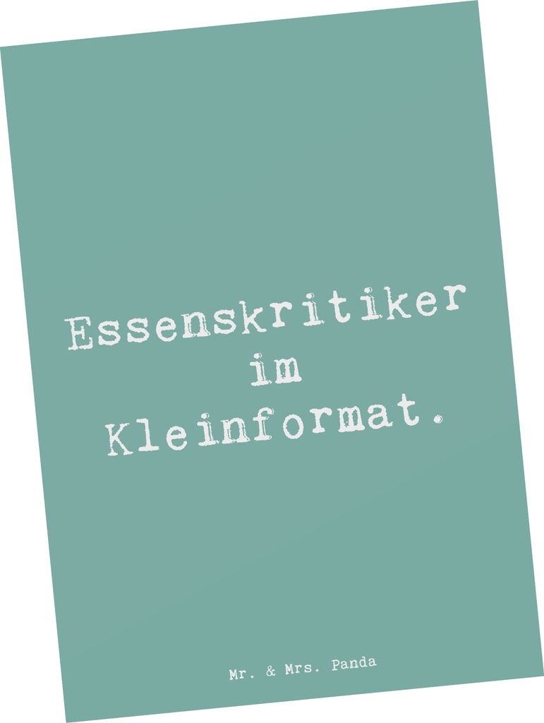 Mr. & Mrs. Panda Postkarte Spruch Kind Essenskritiker - Meeresbrise - Geschenk, Grußkarte, Humor, Kritik, Essen, bildkarte, Ansichtskarte, Verwand...