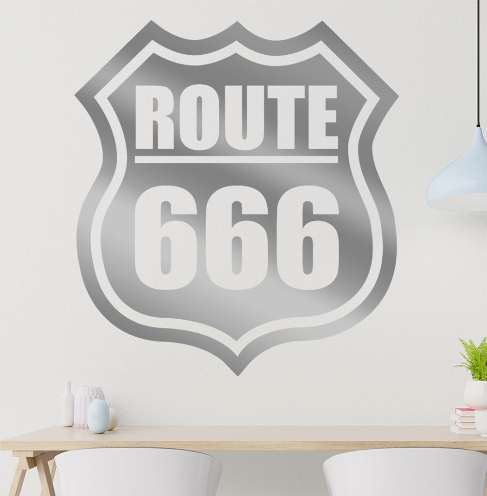 route 666 Wandtattoo in 6 Größen - Wandaufkleber Wall Sticker - Dekoration, Küche, Wohnzimmer, Schlafzimmer, Badezimmer