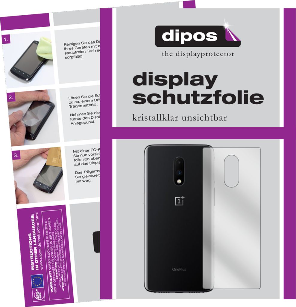 dipos I 5x Schutzfolie klar passend für OnePlus 7 Rückseite Folie Displayschutzfolie (bewusst kleiner als das Glas, da dieses gewölbt ist)