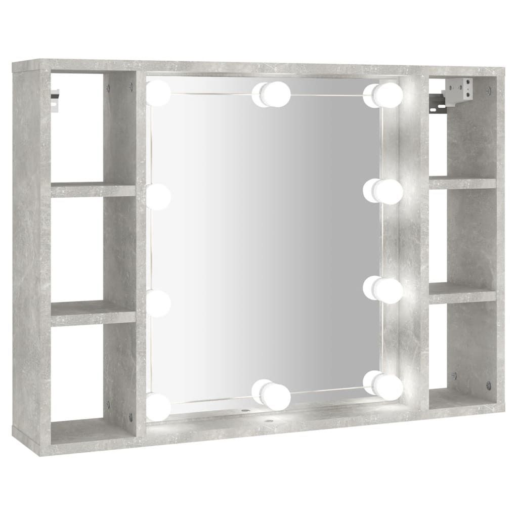 vidaXL Armoire de toilette avec LED gris béton 76x15x55 cm Image du produit 