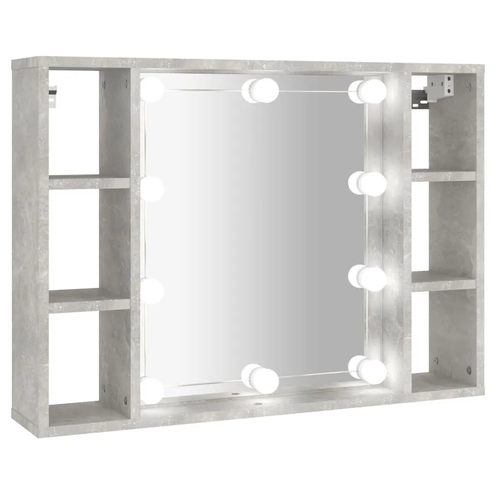 Specchio Contenitore Bagno LED 76 cm Grigio Cemento | Design Minimal