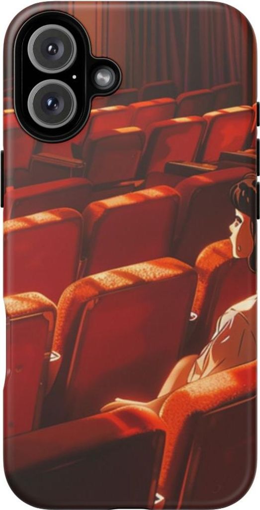 Mädchen allein im roten Theatersaal – Hülle Kompatibel mit iPhone 16 Plus