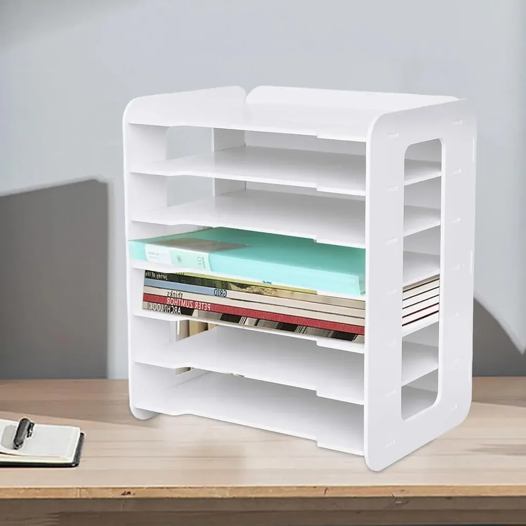 Rangement de bureau 7 compartiments PVC blanc robuste et facile à monter - 4