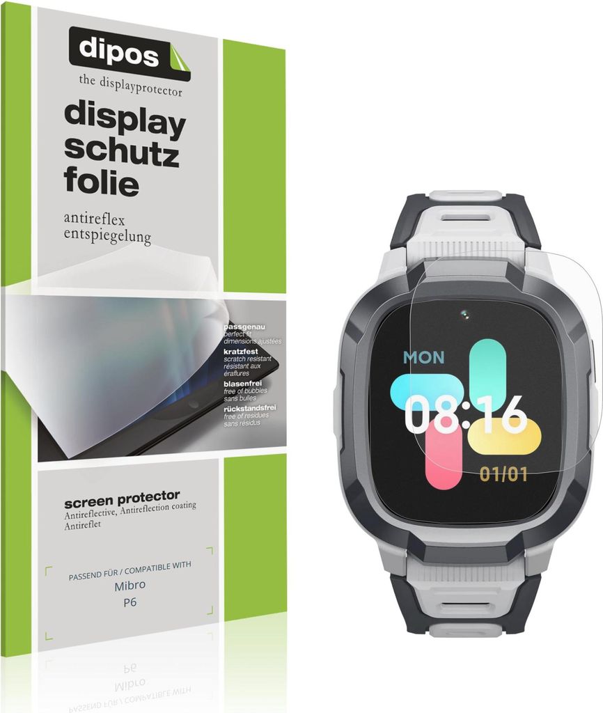 6x Schutzfolie für Mibro P6 matt Displayschutzfolie Folie Display Schutz dipos