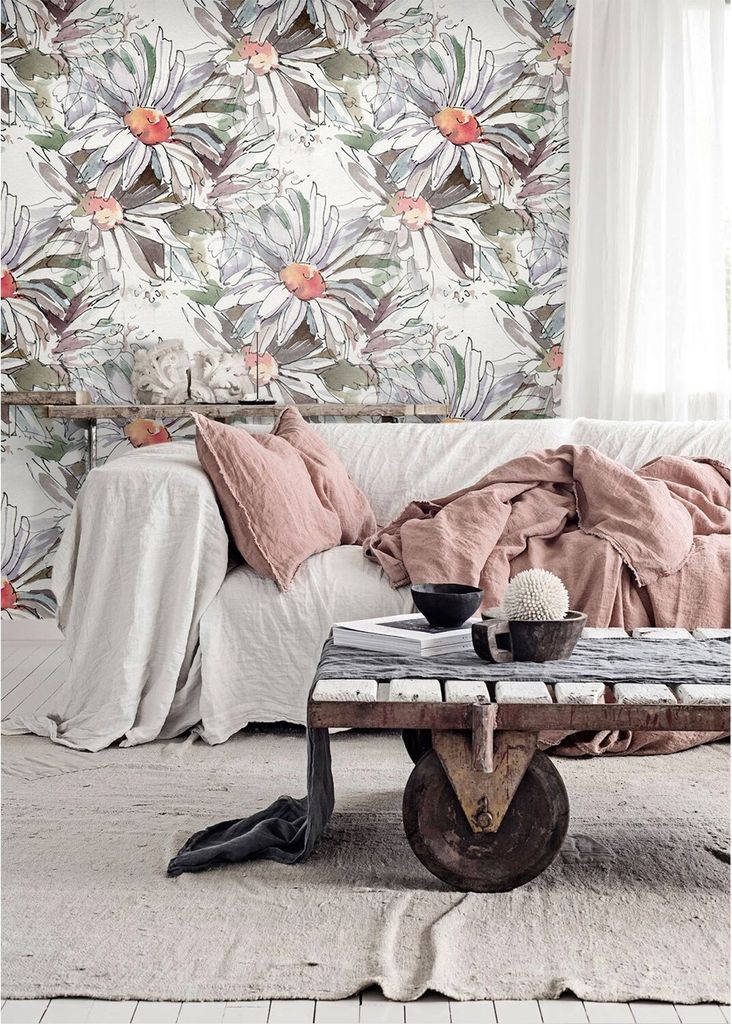 Coloray Fototapete 416x254 cm Vlies-Fototapete - Utensilien-Kamille-Blumen.