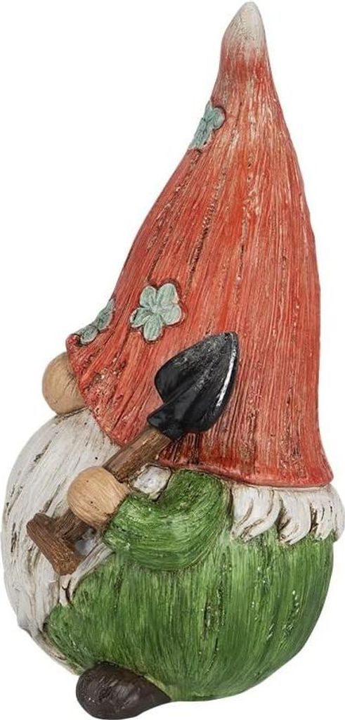 Dekorative Gartenzwergfigur mit Schaufel | Gartenornament für draußen | 21 cm hoch | 13 cm breit