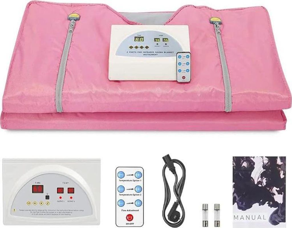 Saunadecke - Elektrisch - Reißverschluss - Temperaturregelung - Tragbar - Home Spa - Detox & Abnehmen - 180x200 cm - Rosa