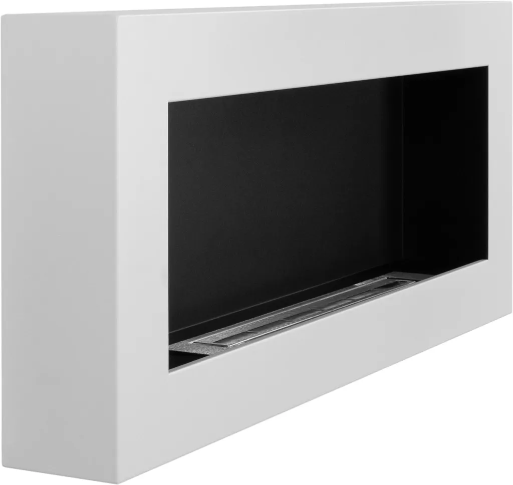 Cheminée Bioéthanol Murale Intérieur/Extérieur Design Blanc Moderne - 3