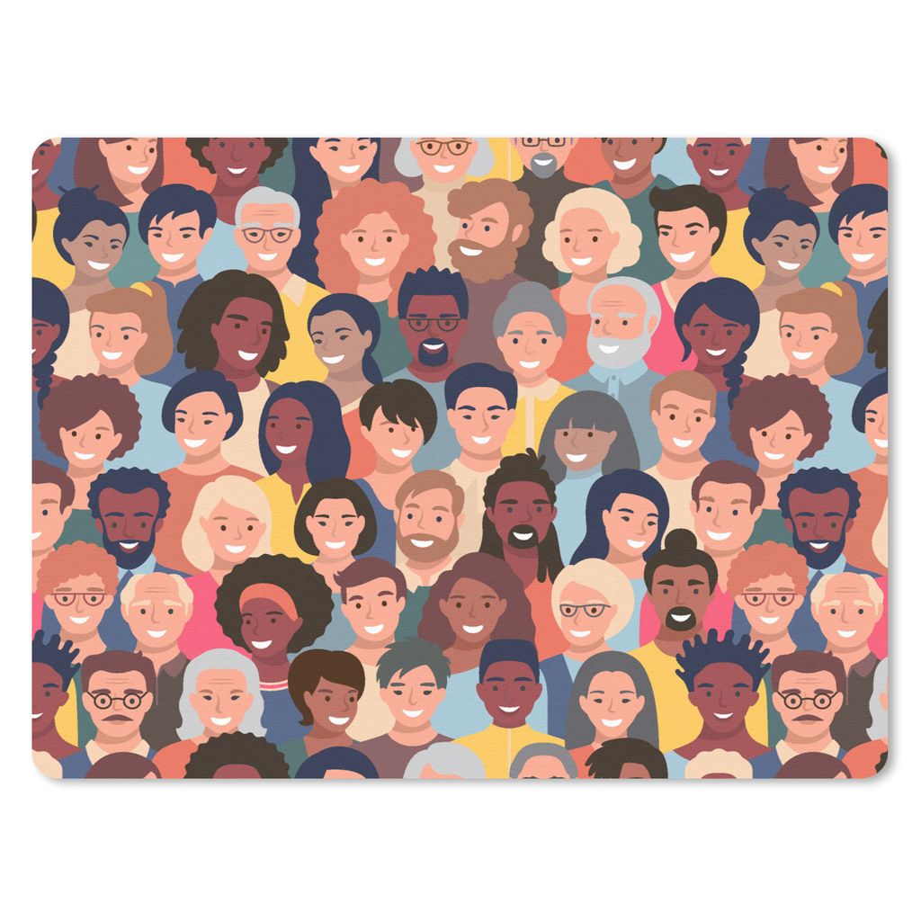 MuchoWow Mauspad Mousepad Vielfalt - Muster - Gesicht 40x30 cm - Mousepads - Maus Mat - Pad - Mausunterlage - Anti Rutsch