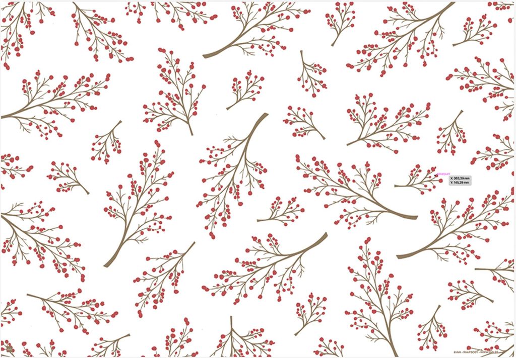 Tischsets aus Papier 43x30cm Winterbeeren Motiv 50 Stück Weiß / Rot