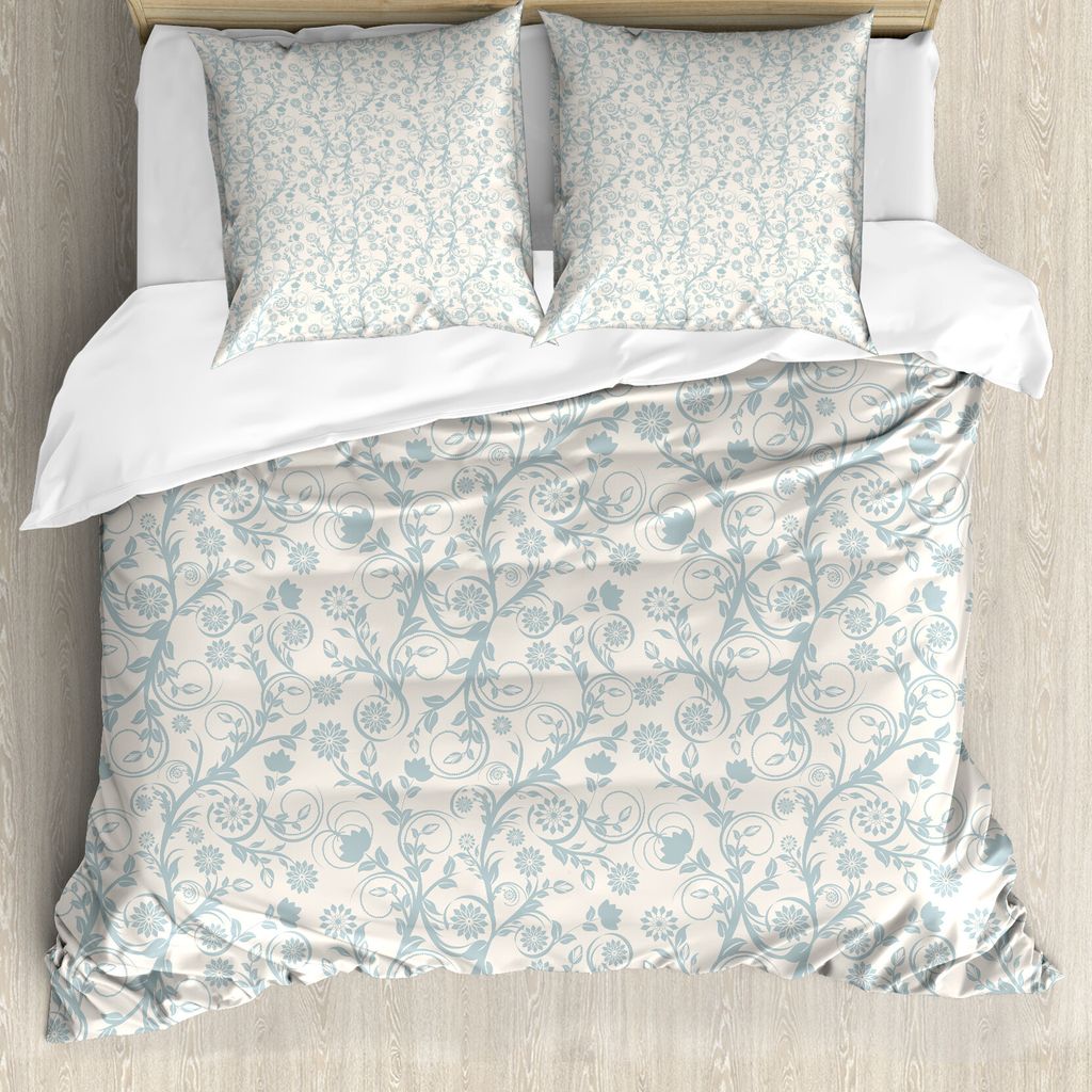 ABAKUHAUS Blumenweinlese Bettbezug Set für Einzelbetten, Vintage Feminine, Milbensicher Allergiker geeignet mit Kissenbezug, 200 cm x 200 cm - 80 ...
