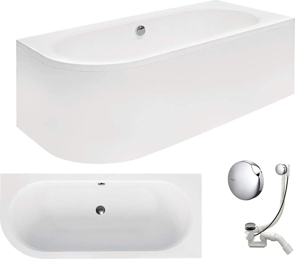VBChome Badewanne 170 x 75 cm Acryl SET Schürze Siphon Produktbild 