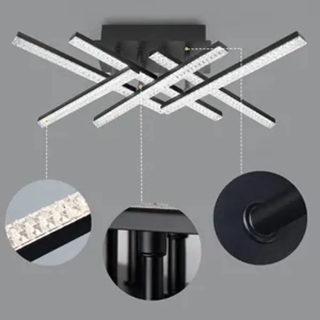 Plafonnier LED 36W Dimmable Design Cristal Noir avec Télécommande RF - 5