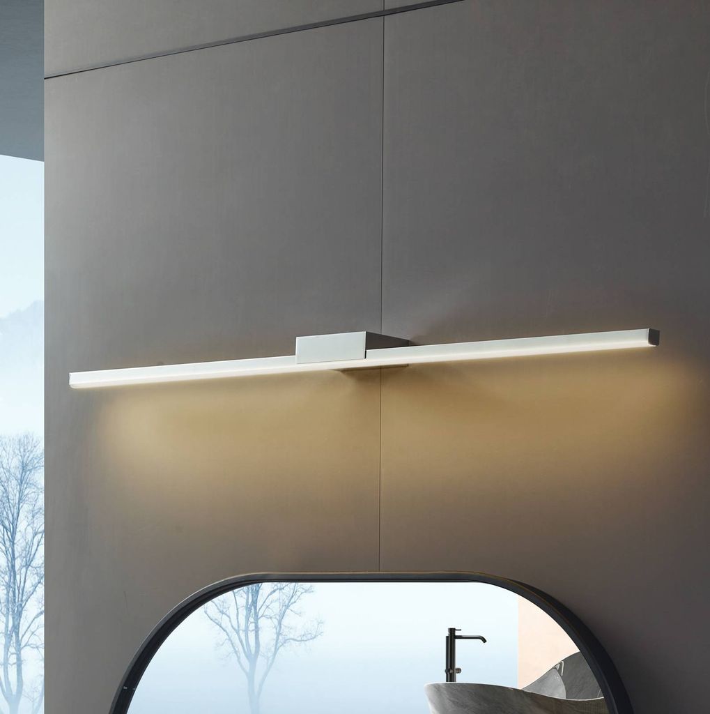 Lucande LED-Spiegellampe Kivana, chrom, Metall, 90 cm, IP44