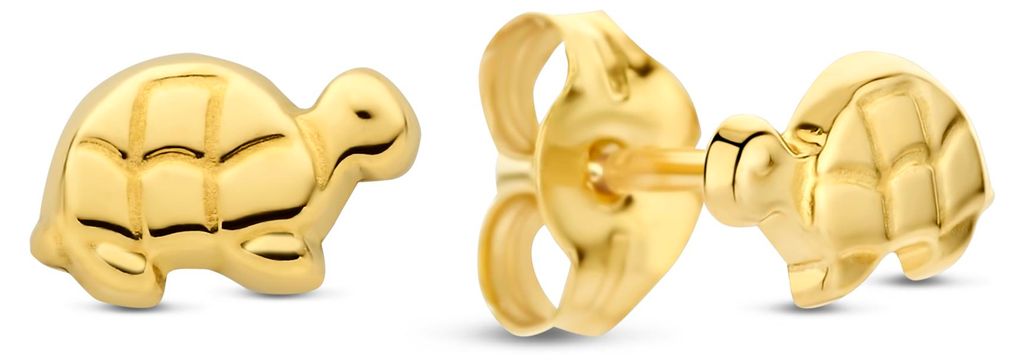 New Bling Oorknopjes – 9NBG-1088 – 14K Goud – Schildpad – 6 mm