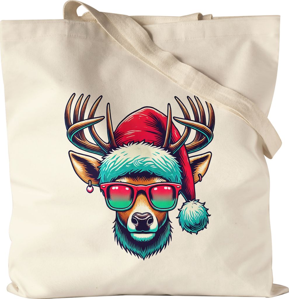 Rentier Weihnachten Tragetasche Brille Lustig Christmas Xmas