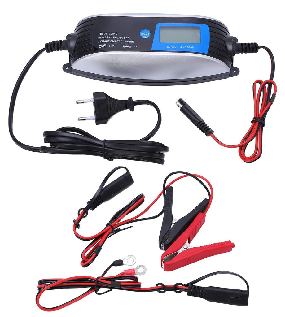 Smart -Batterie -Ladegerät, 12 V 24 Automatisches Ladegeräte -LCD -Display, professionelle Autokontrollen (EU -Stecker)
