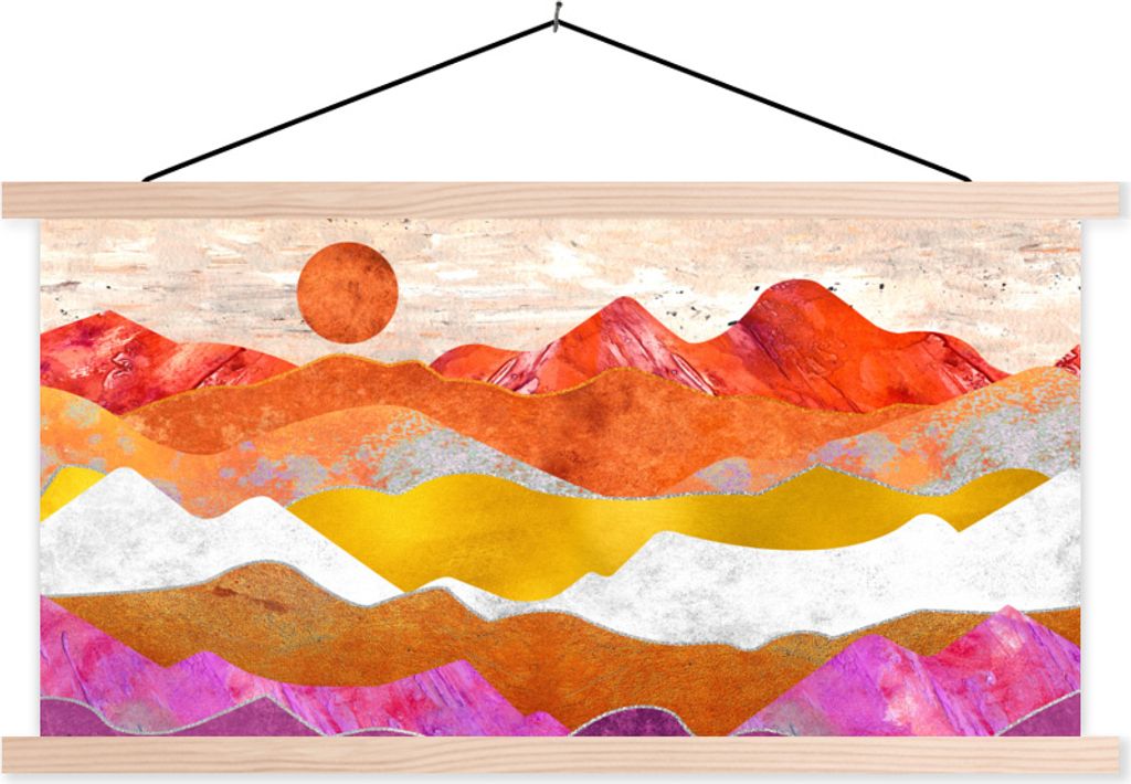 MuchoWow Textilposter Lesbisch - Stolz - Gold 120x60 cm mit holzfarbenen Rahmen - Klemmleiste