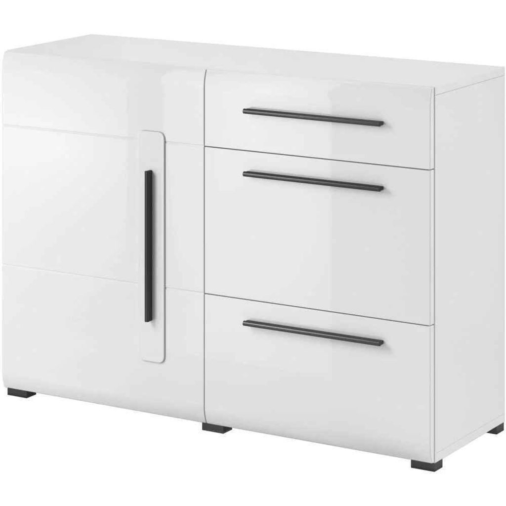 Kommode mit drei Schubladen TULSA, Farbe: Weiß - Hochglanz