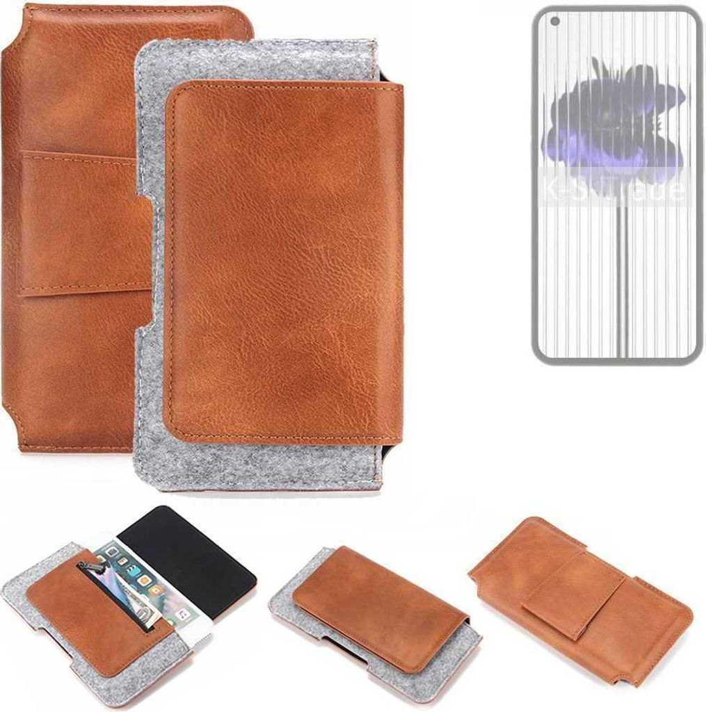 K-S-Trade Handyhülle Schutzhülle kompatibel mit Nothing 1 Gürteltasche Holster Gürtel Tasche Smartphone Tasche Handy Hülle Polyurethan+ Filz, ...