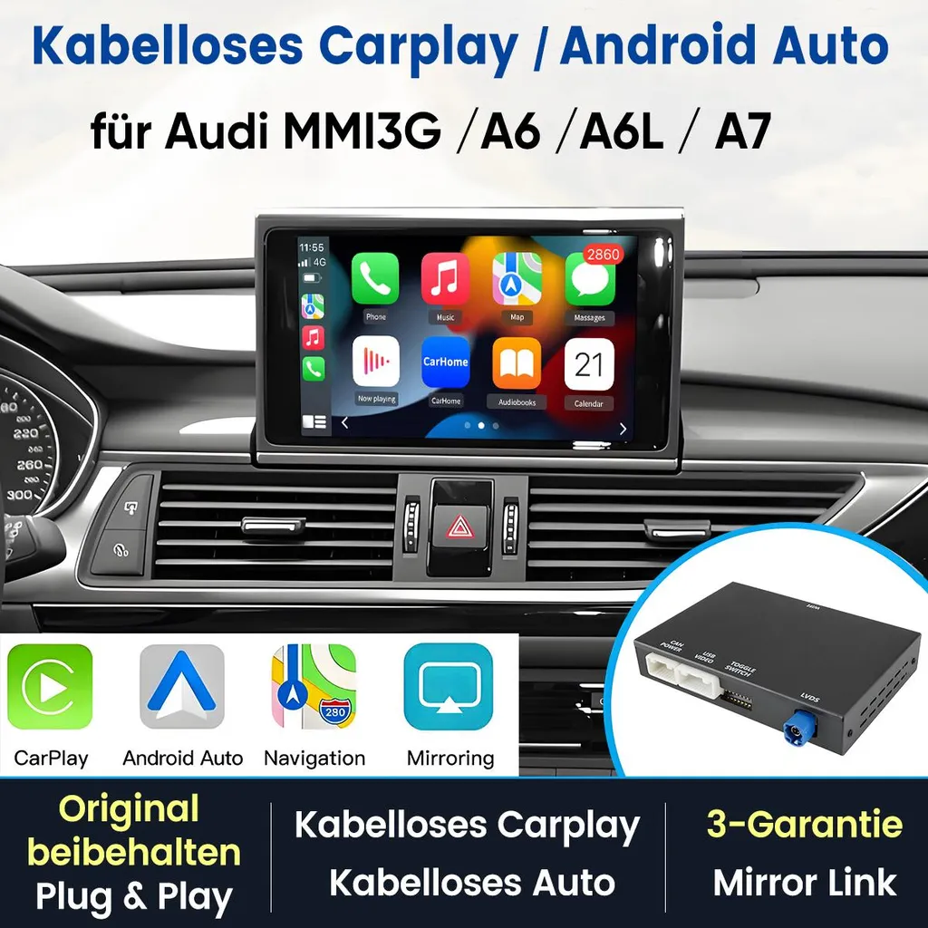 Interface Android Auto et Apple CarPlay sans fil pour Audi A6 A7 C7