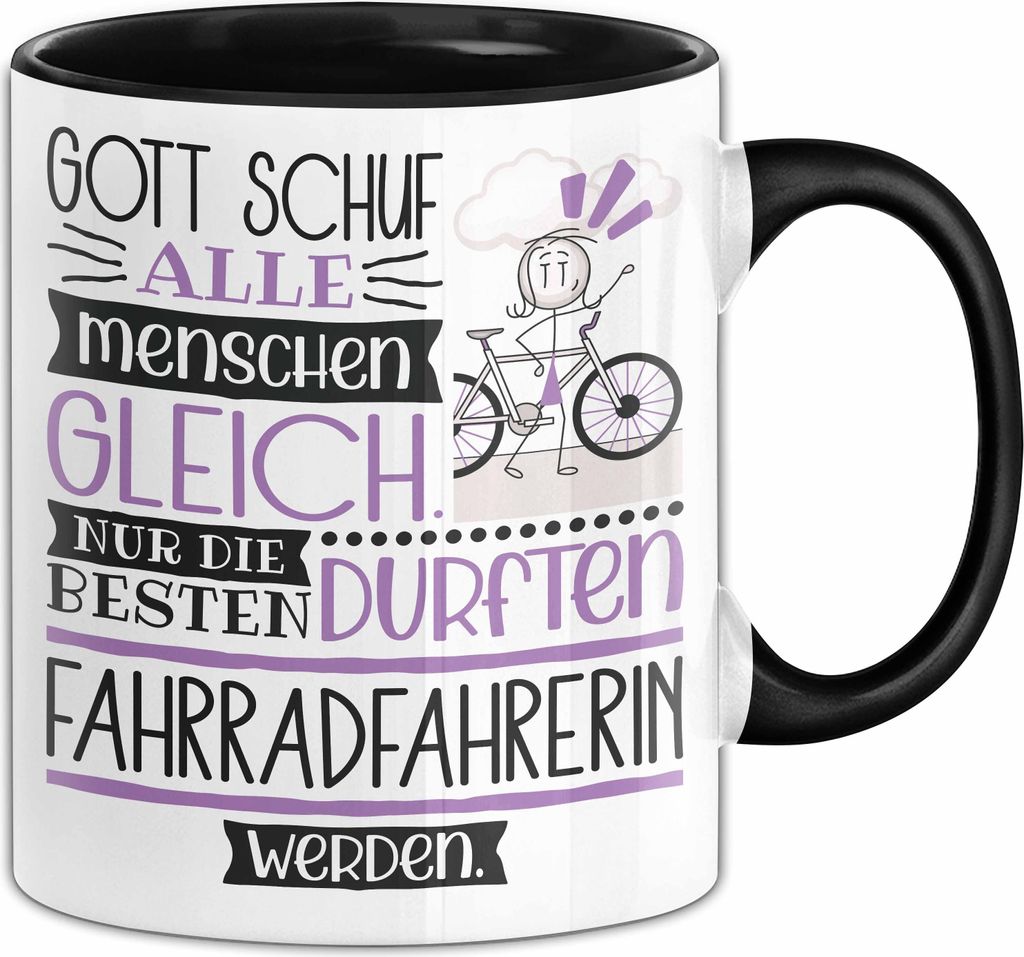 Fahrradfahrerin Geschenk Becher Tasse Gott Schuf Alle Produktbild 