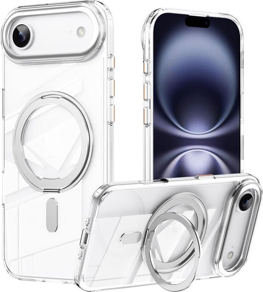 Für Apple iPhone 17 Air Frosted 360 Ring MagSafe TPU + PC Schutz Hülle Silber