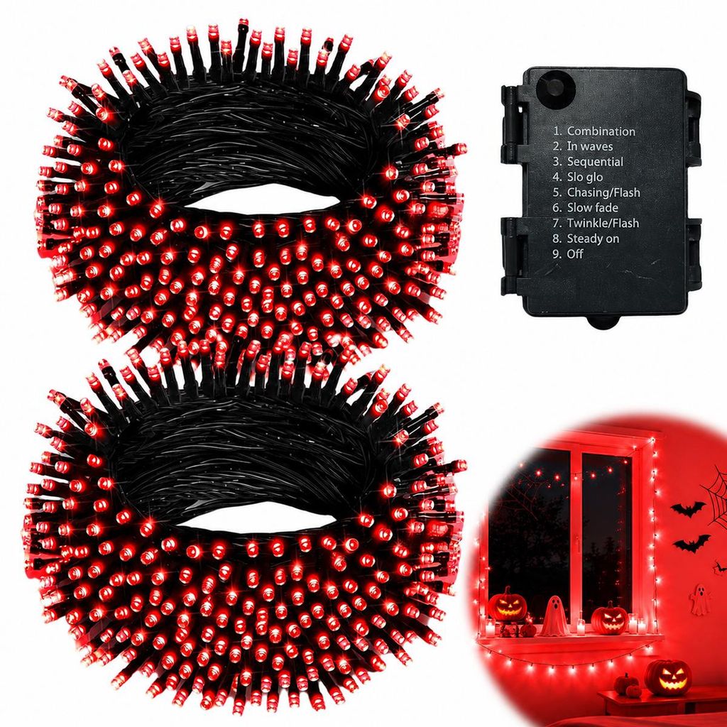 Batterie LED Lichterkette Rot, 3m 30 LEDs mit Timer und 8 Produktbild 