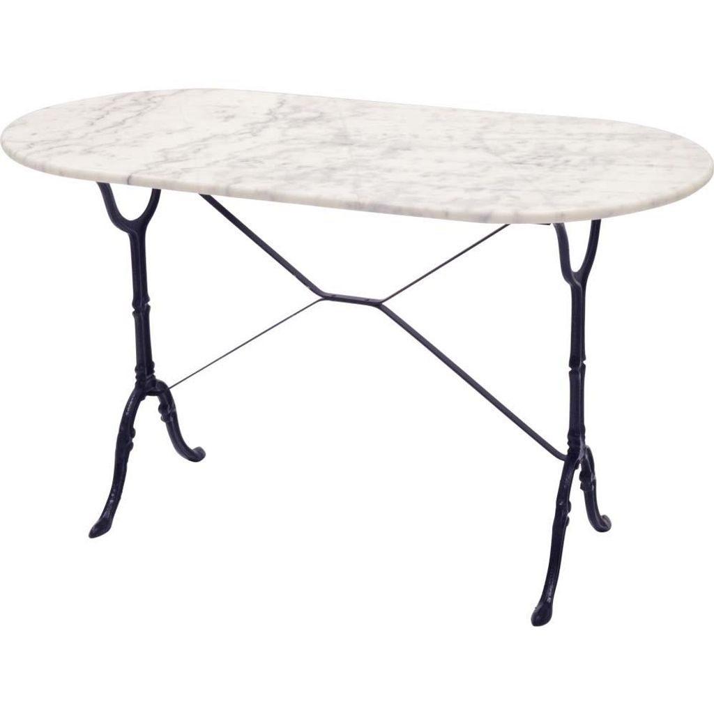 Bistrotisch Gastro Marmortisch Gusseisen Gartentisch Tafel 120x60x71cm oval