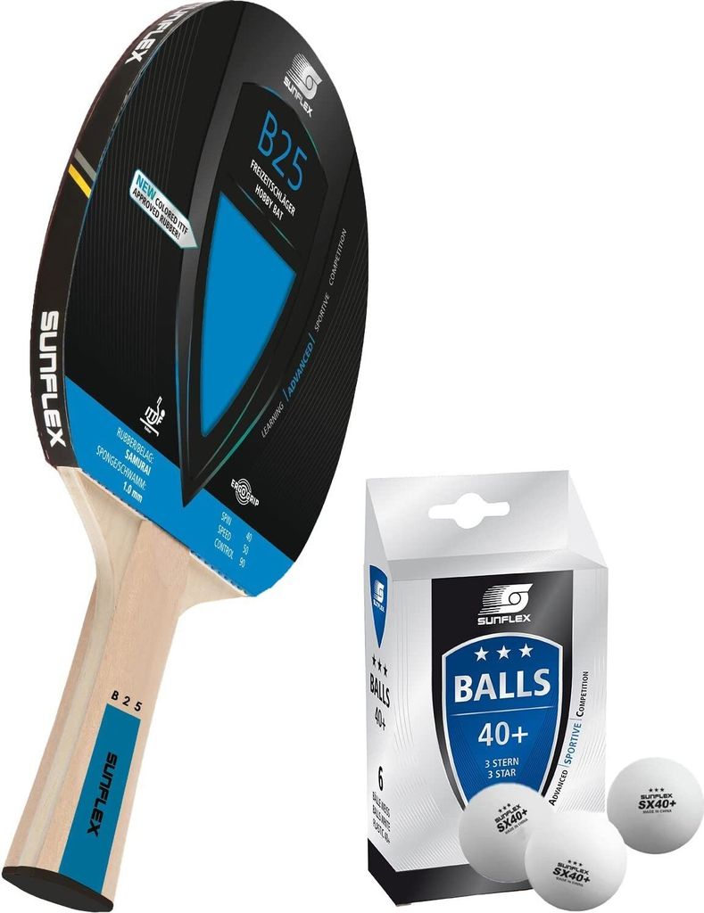 Sunflex B25 Tischtennisschläger + 3*** Tischtennisbälle | Tischtennis Tischtennisequipment Tischtennisausrüstung Ausrüstung