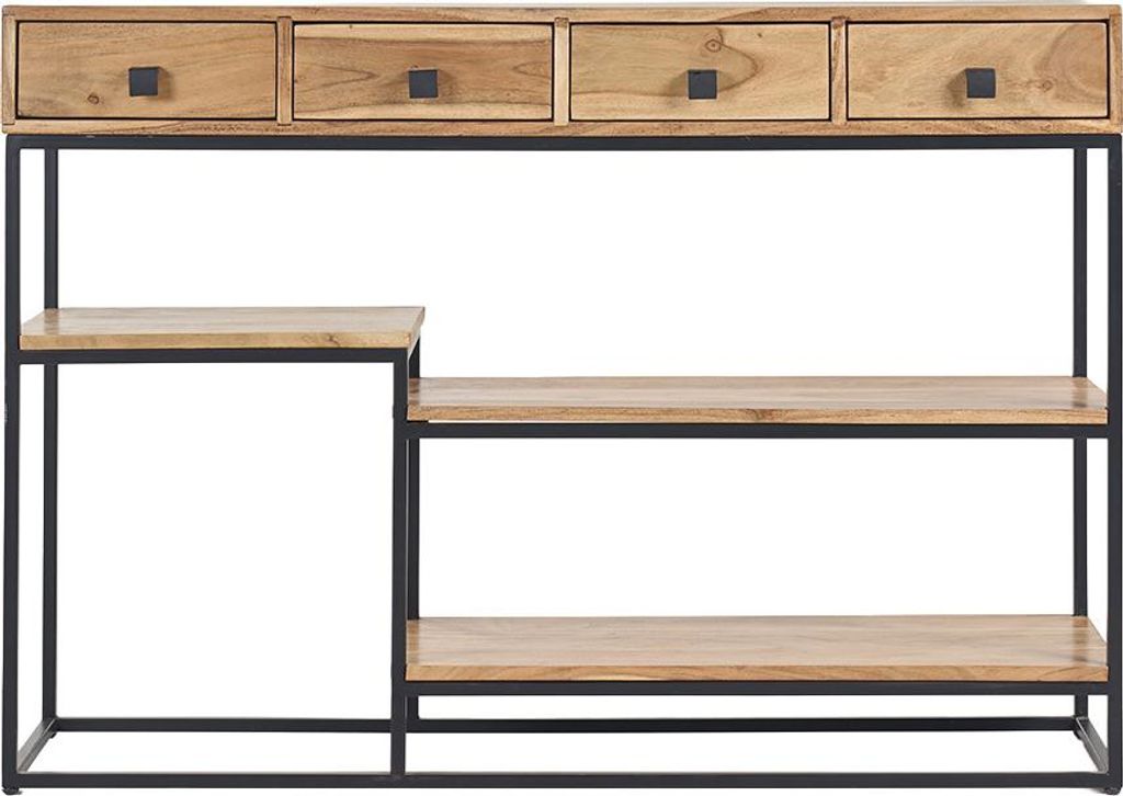 Miliboo - Konsole 4 Schubladen aus Akazienholz und Metall schwarz L115 cm GRENELLE
