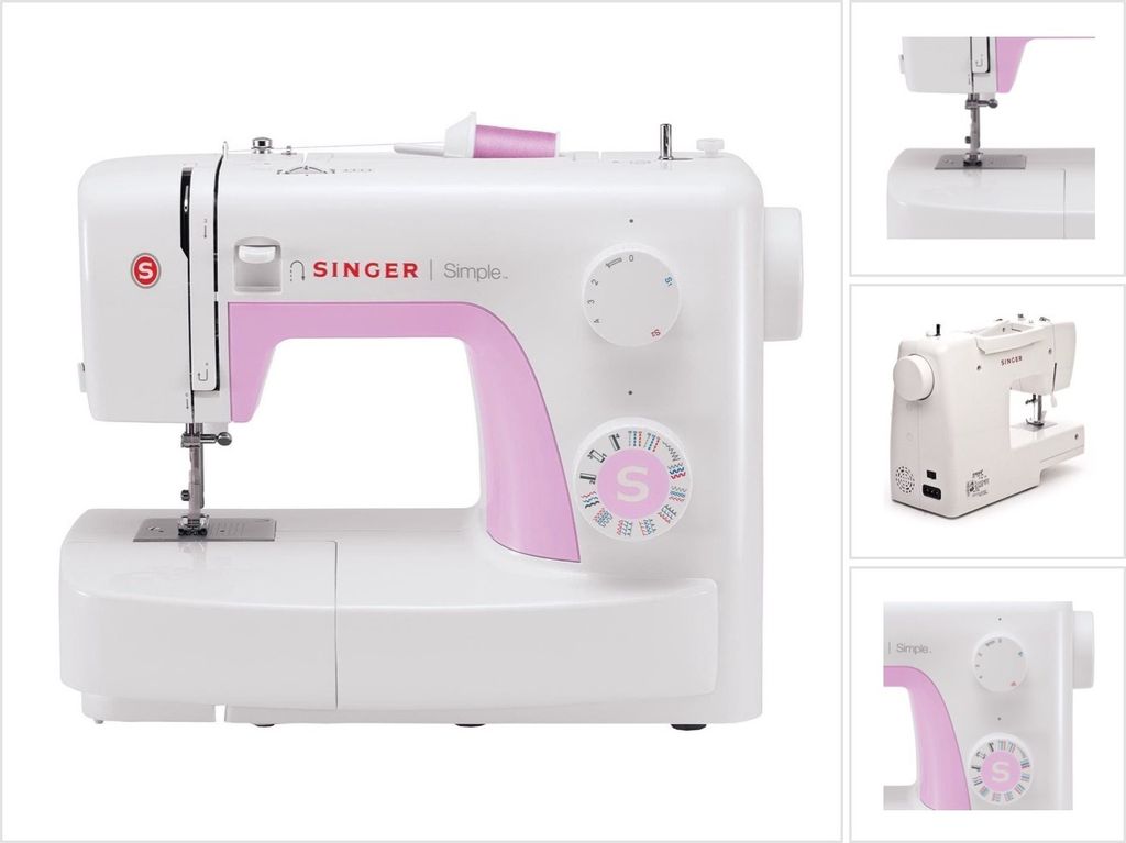 SINGER 3223 Simple, Pink, Weiß, Automatische Nähmaschine, Nähen, 4 Step, Drehregler, 5 mm