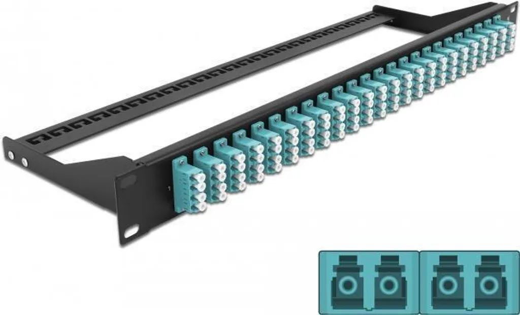 Patch Panel Delock LC Quad MM 24 Ports 1U 19 Pouces Noir et Aquamarin