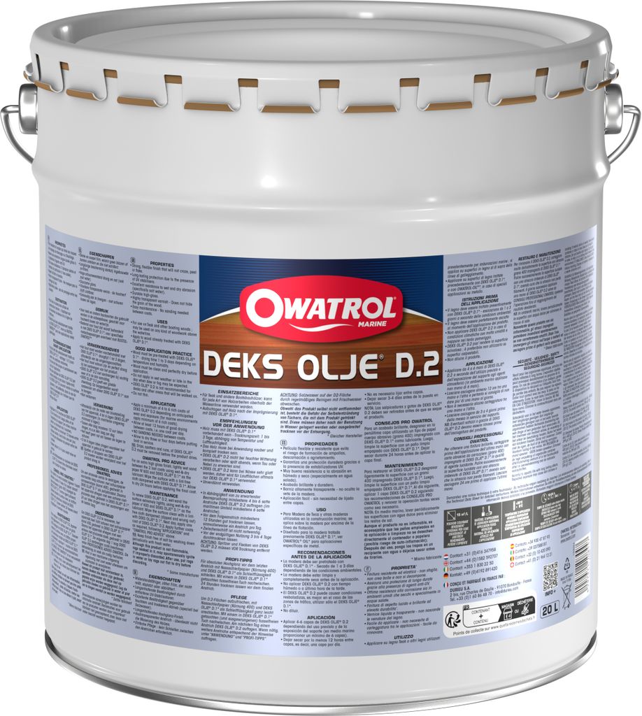 Owatrol Deks Olje D2 20 Liter - Hochglanzbeschichtung Klarlack & Öl für Holz