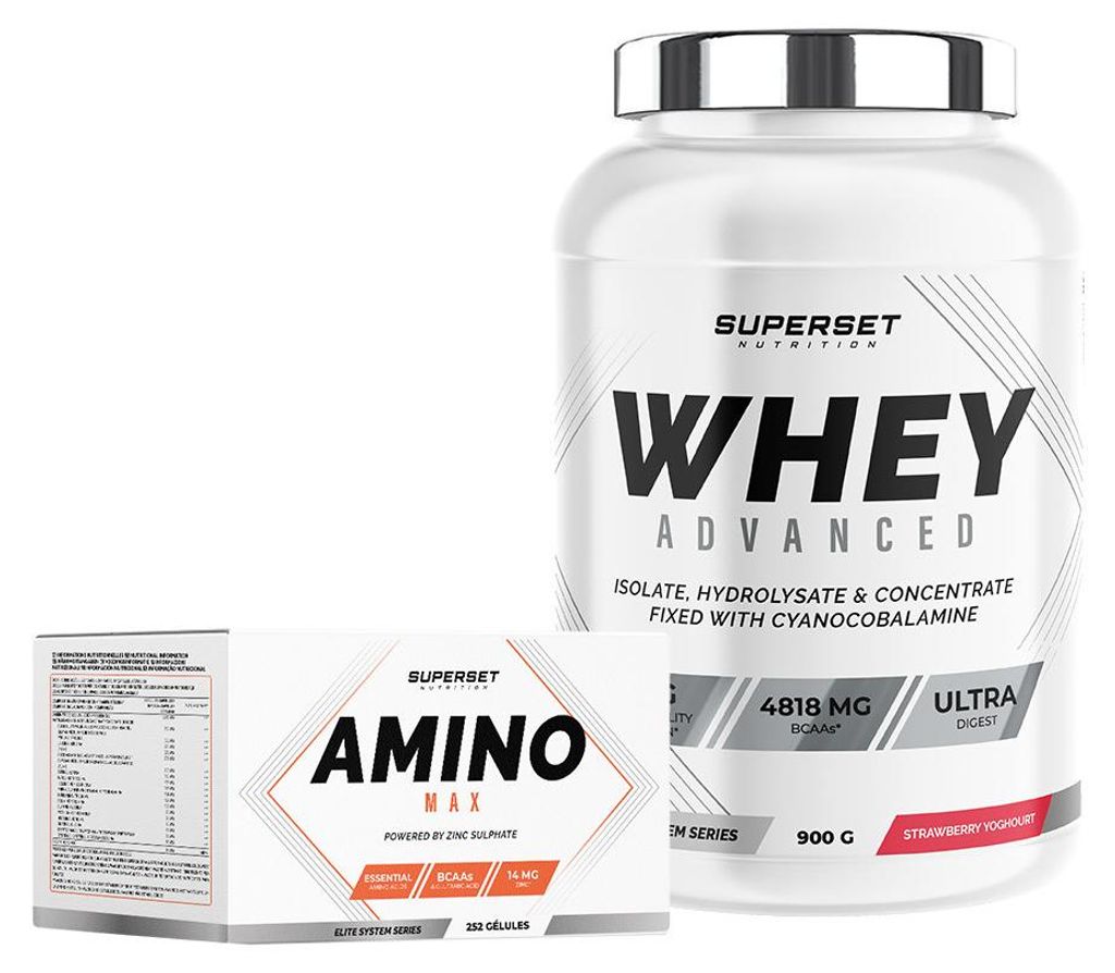 Trockenes Muskelaufbauprogramm für Anfänger - 100% Whey Protein Advanced 900g Erdbeer Joghurt - Amino Max