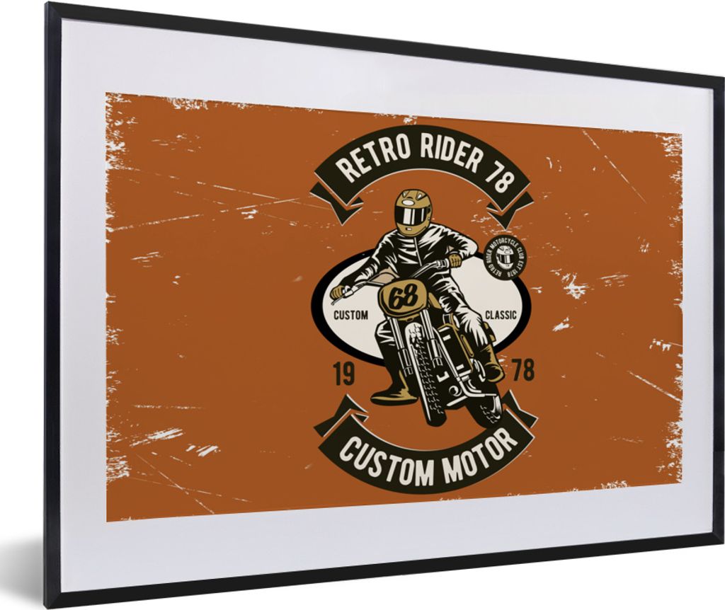 MuchoWow MuchoWow Gerahmtes Poster Motorrad - Retro - Zitat 60x40 cm - Poster mit zchwarzem Bilderrahmen - Schlafzimmer - Plakat in Rahmen - Dr...