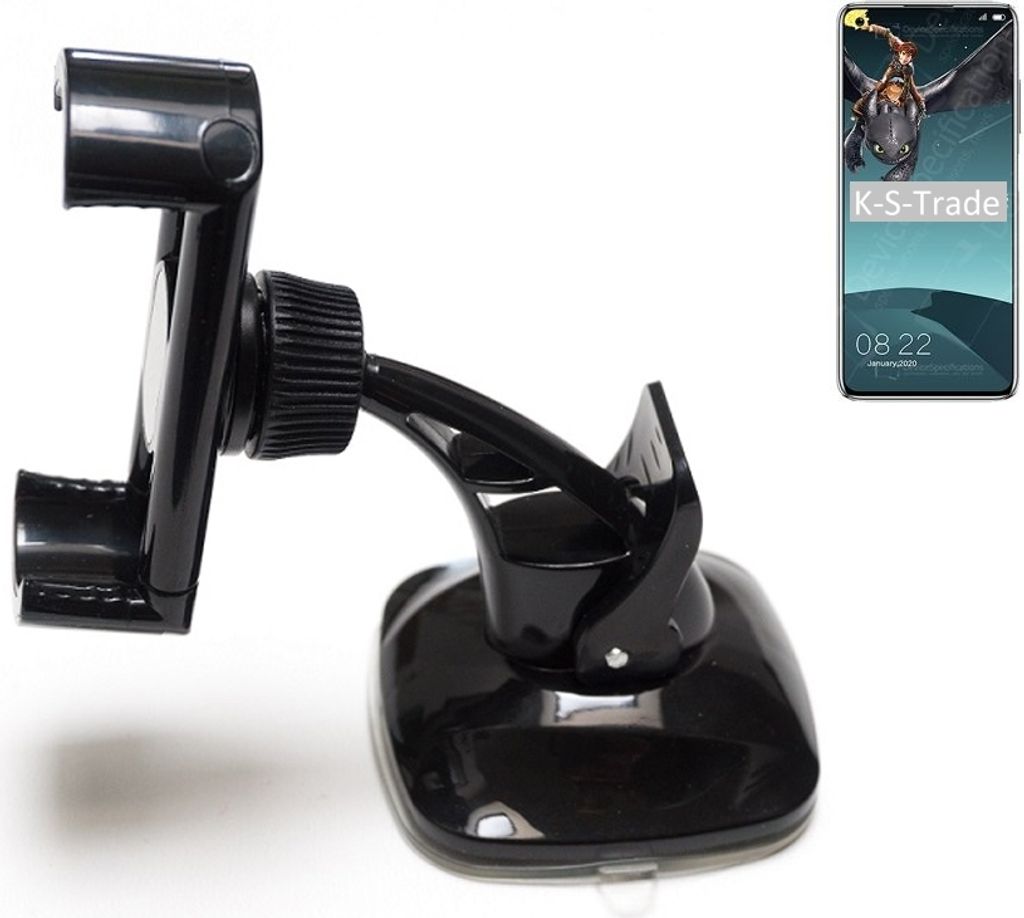 K-S-Trade kompakte Handy-Halterung Windschutzscheibe kompatibel mit Elephone E10 Pro Armaturenbrett schwarz Autohalterung KFZ Halter
