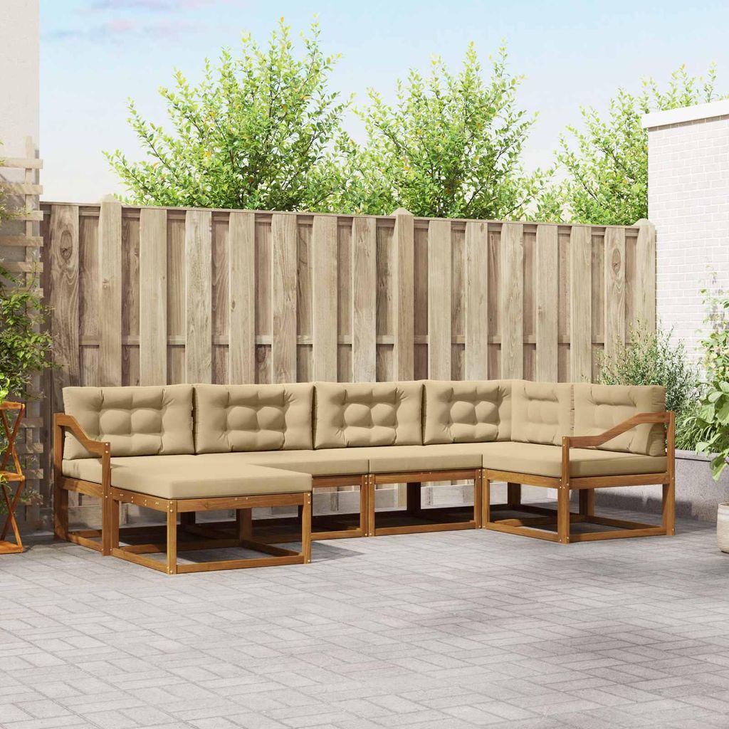 Outdoor-Sofagarnitur mit Kissen (6 pcs)- CLORIS - Natur und Beige - Gartensofas C220