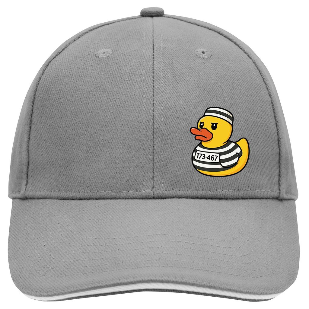 Huuraa Cappy Mütze Quietscheente Gefängnis Gummiente Knast Dark Grey/White Baumwolle 6-Panel Kappe Geschenkidee