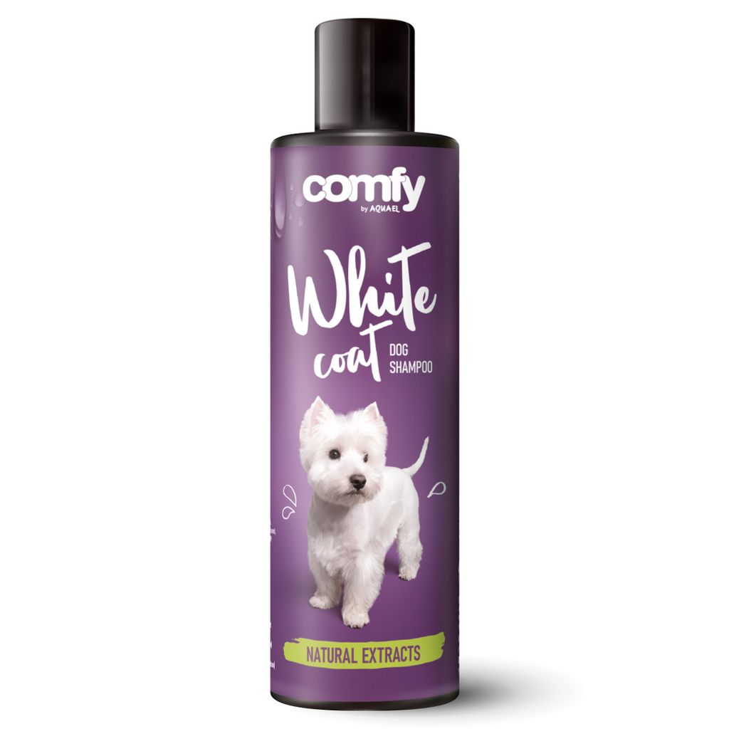 COMFY Hundeshampoo White Coat 250 ml – Pflegendes Shampoo für weiße und hellhaarige Hunde mit Kamille, glänzendes Fell, schonende Reinigung