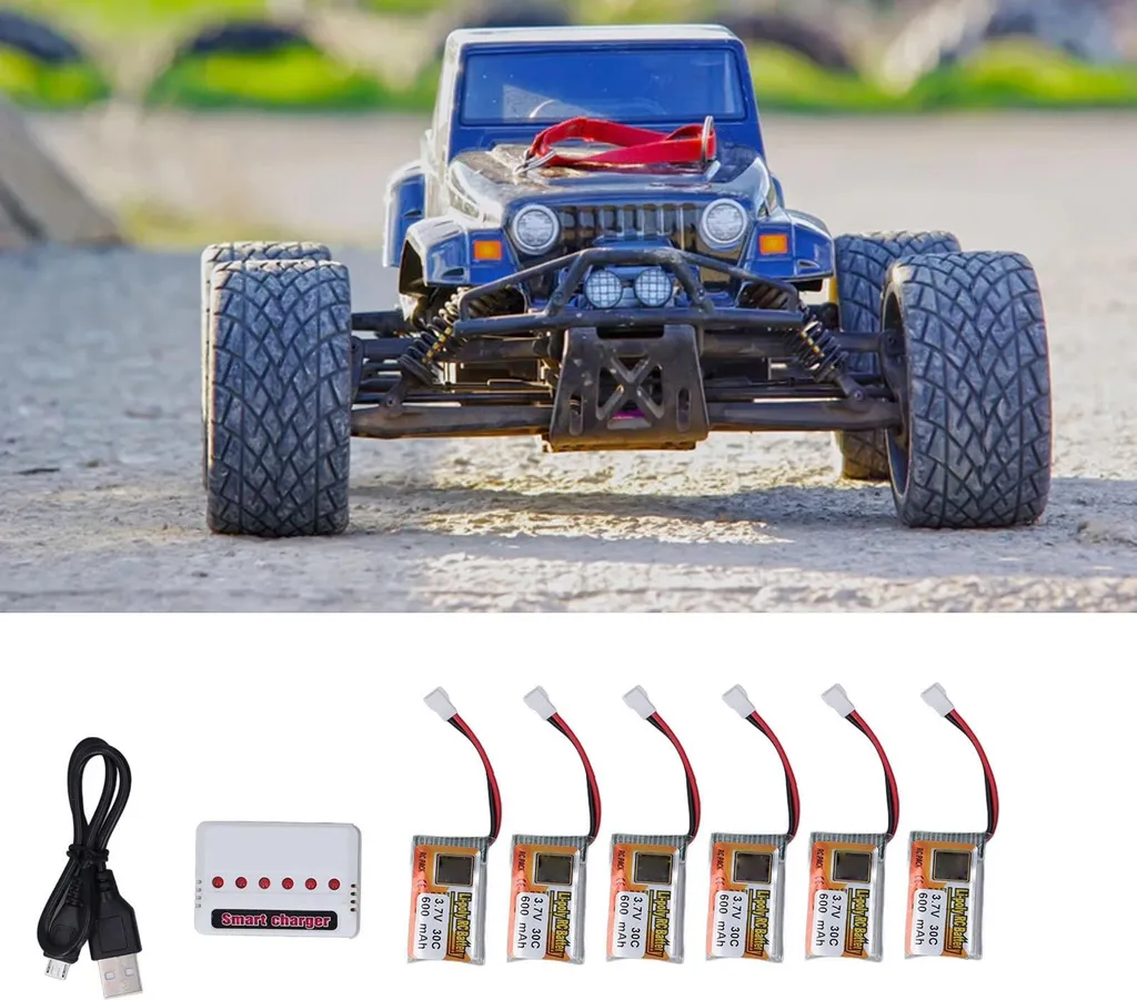 Batterie 1S 30C 600 mAh Haute Décharge avec Chargeur XH2.54 pour Modèle RC