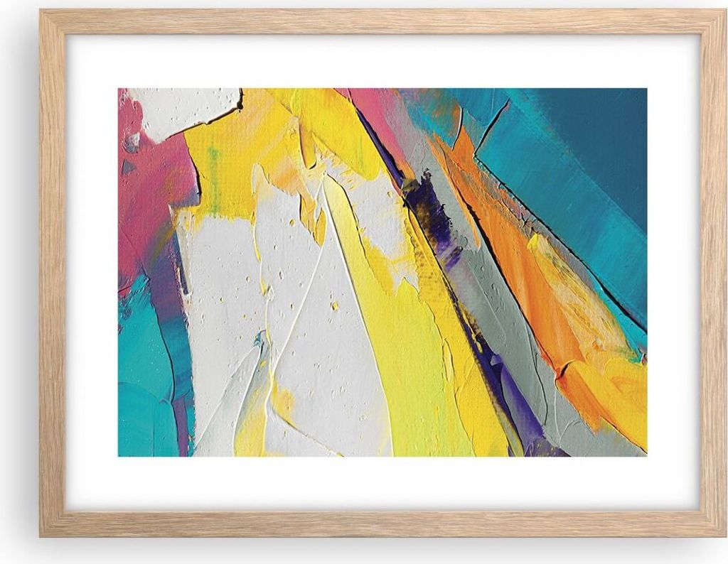 Gerahmtes Poster - Rahmen in heller Eiche - Deadlock Farben dreidimensional - 40x30 cm - Wand Bild - Wanddeko - Wandbilder - Kunstposter - Wandpost...