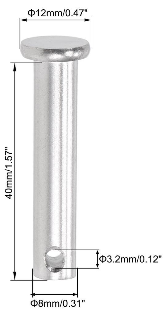 4 Stš¹ck Steckbolzen Einloch Splintstift Flachekopf Gabelkopfstifte 8mm x 40mm Edelstahl 304 Gelenkstift