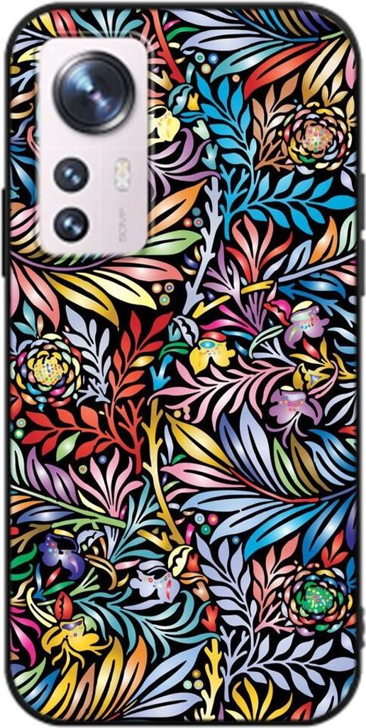 König Design Hülle kompatibel mit Xiaomi 12 Pro Kunststoff Soft Handyhülle - Handy Case Blumenmuster