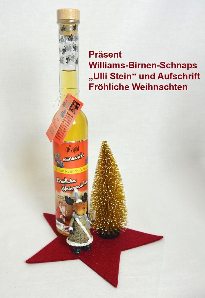 Geschenk-Set fertig verpackt Williams-Birnen-Schnaps Uli Stein